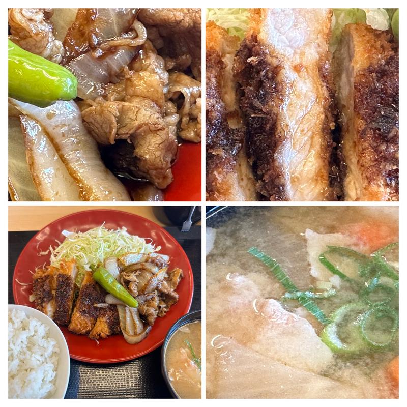 牛バラ焼とロースカツの合盛定食(かつや 相模原橋本店)