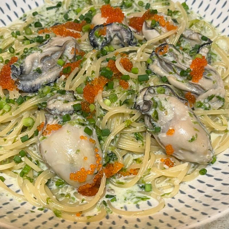 牡蠣のクリームソース生海苔柚子胡椒風味(PASTA わざや)