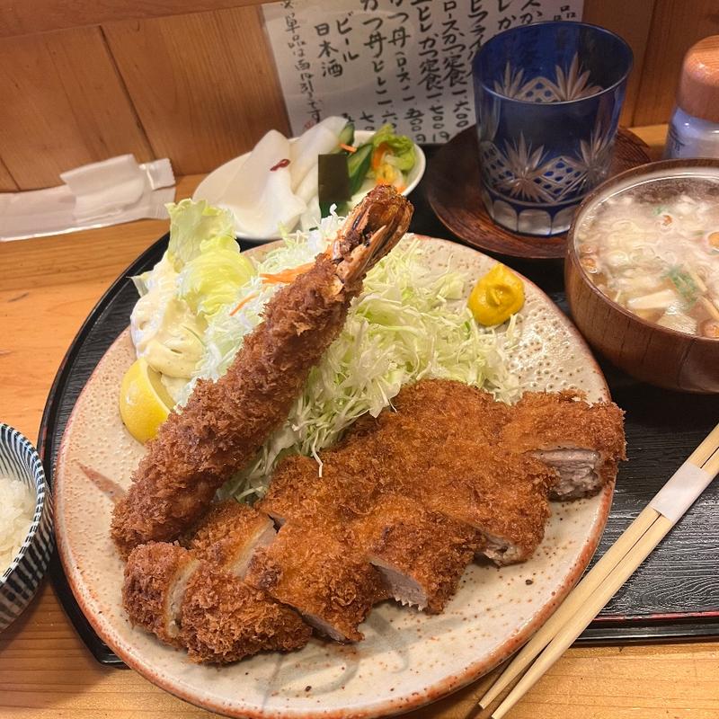 上ヒレ定食 トッピング海老フライ(とんかつ 桂)