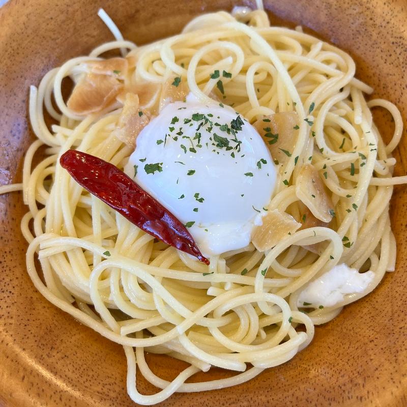 ペペロンチーノ温玉のせ(サイゼリヤ 新潟紫竹山店 )