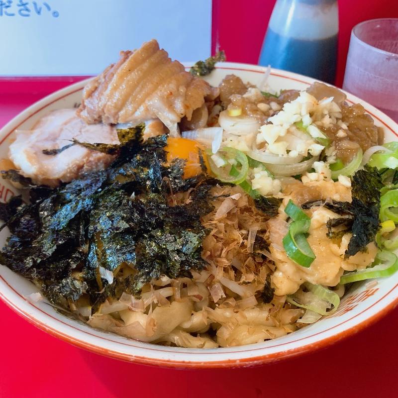 汁なし豚2枚トッピング全部(ラーメン英二 )