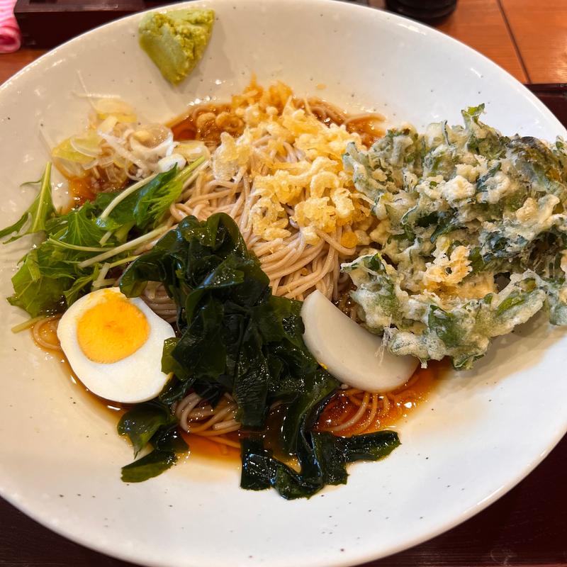 冷やしたぬき＋春菊天(そばうどん 文殊 成増店)