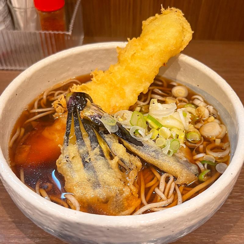 いか天そば＋なす天(蕎麦 はないち)