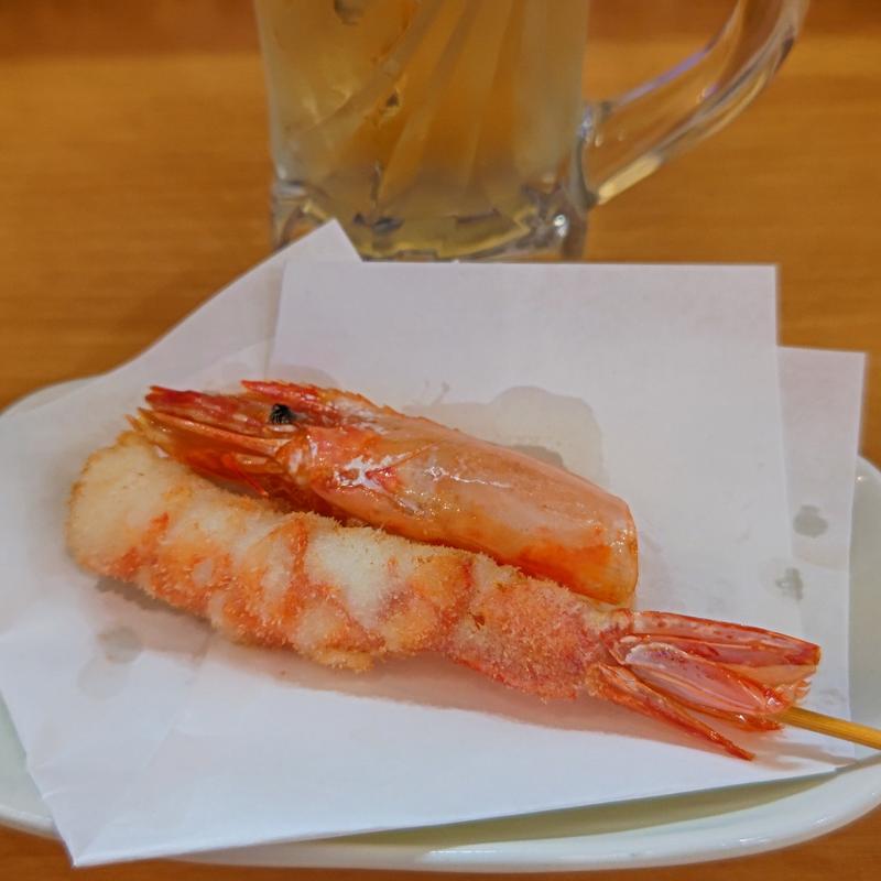 エビのレア揚げ(串揚げとワイン はち2nd)