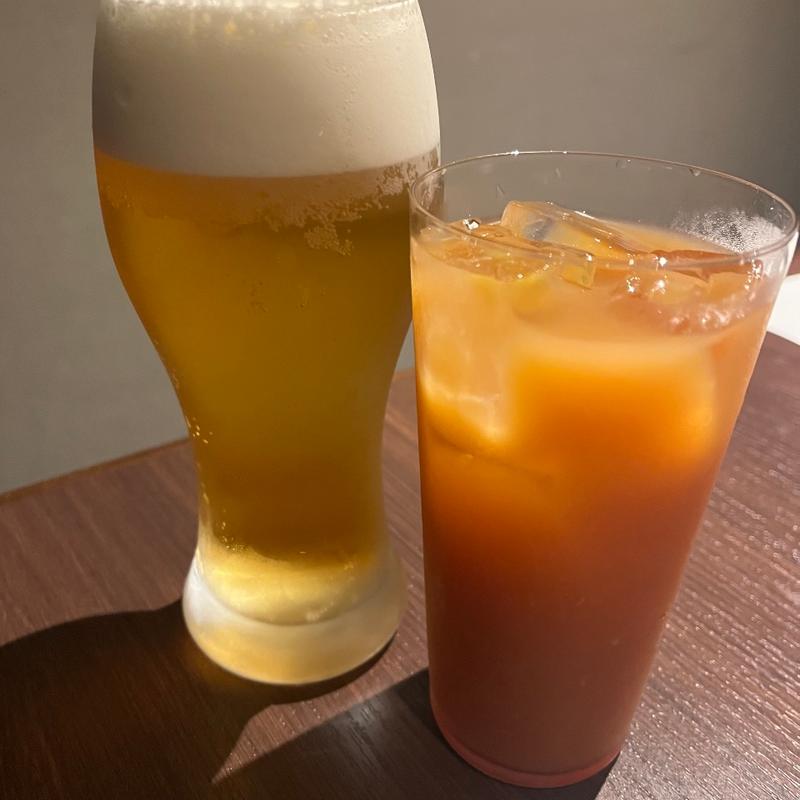 生ビール、カシスオレンジ(焼肉 わしの 新宿本店)