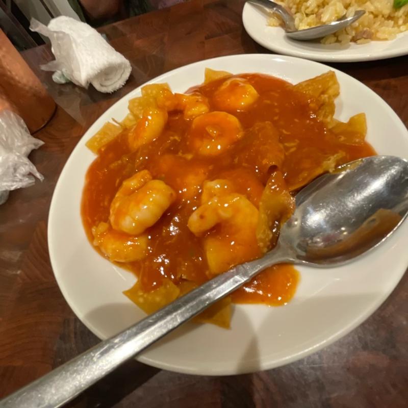 海老チリソース定食(興口福)