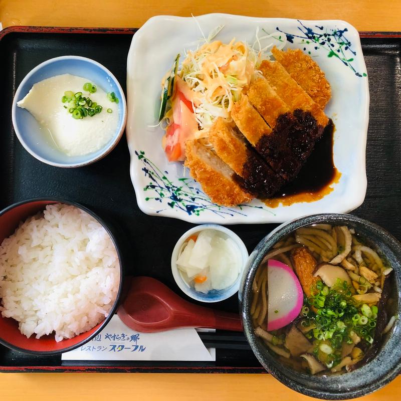田舎そばとかつの定食(道の駅 川辺やすらぎの郷)