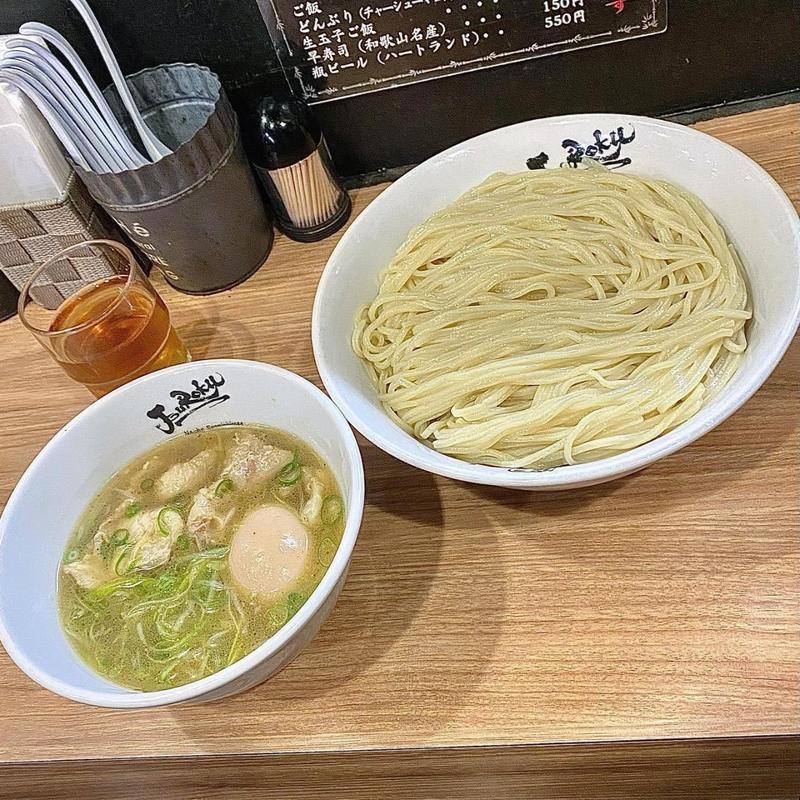 鶏そばつけ麺(特製麺仕様)〆ご飯付き(麺屋 丈六)