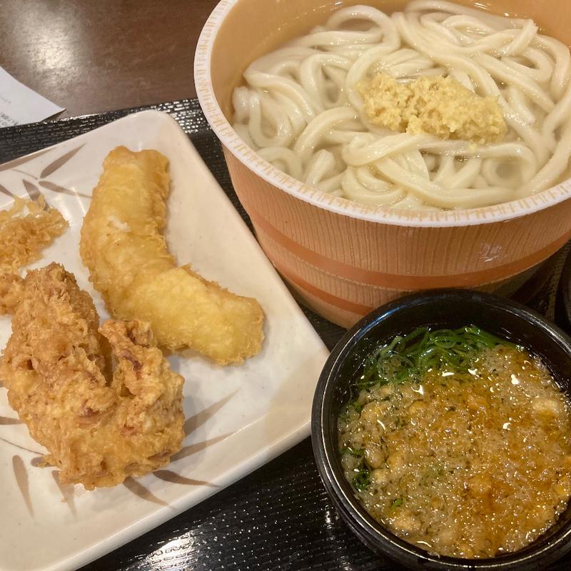 釜揚げうどん+いか天+かしわ天(丸亀製麺御茶ノ水)