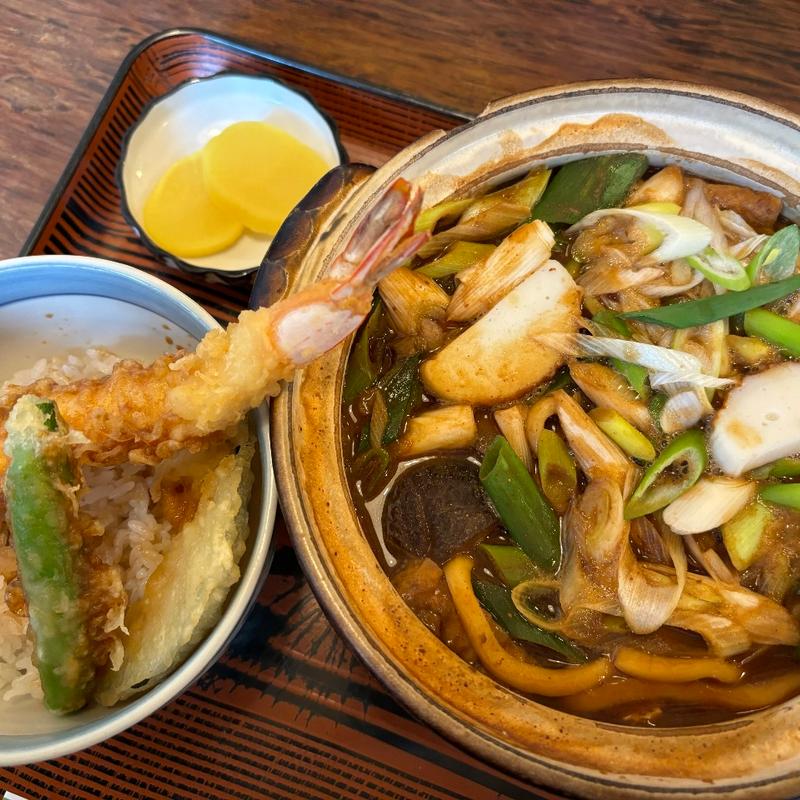 味噌煮込みうどん玉子入➕ハーフ天丼(まことや天白)