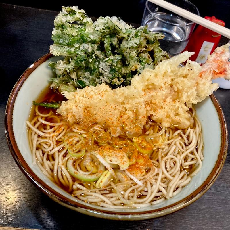 かけそば＋春菊天＋エビ天(文殊 両国駅前店 )