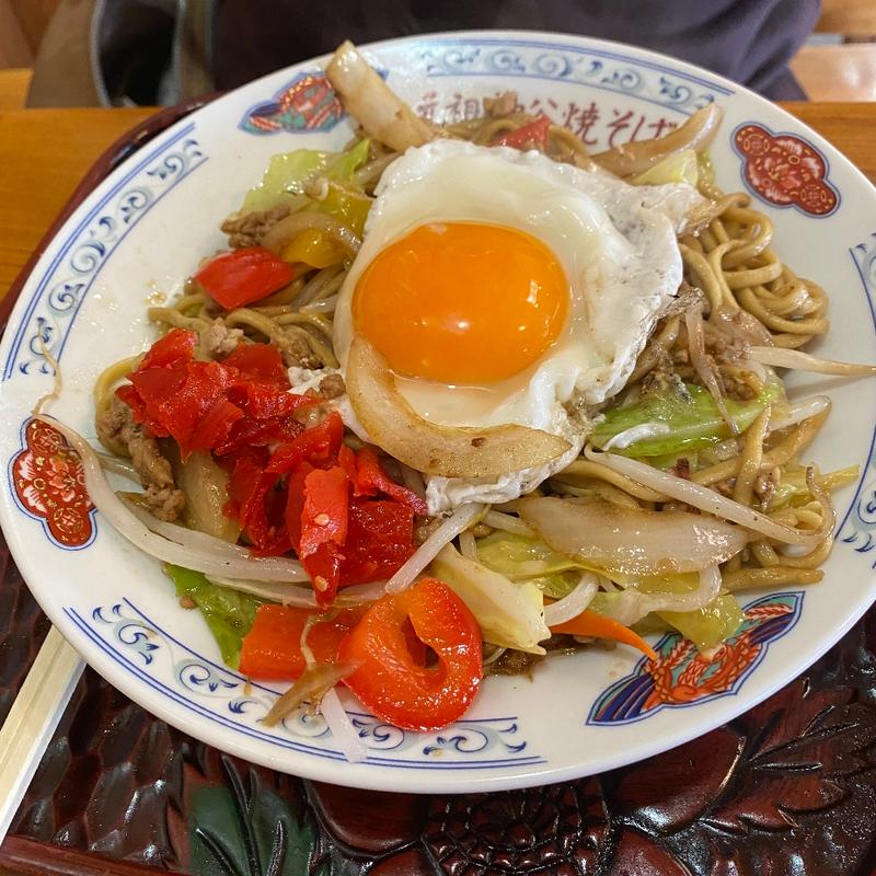 肉玉子　並(元祖 神谷焼きそば屋 （がんそ かみややきそばてん）)
