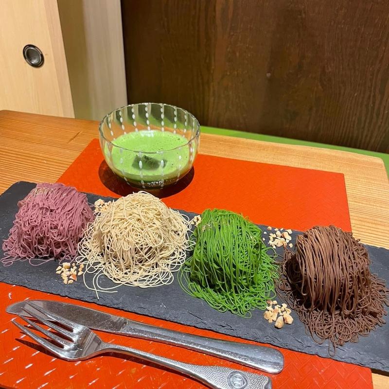 GRANCHAの宝石モンブランとドリンクのセット(大和茶大福専門店 GRAN CHA)