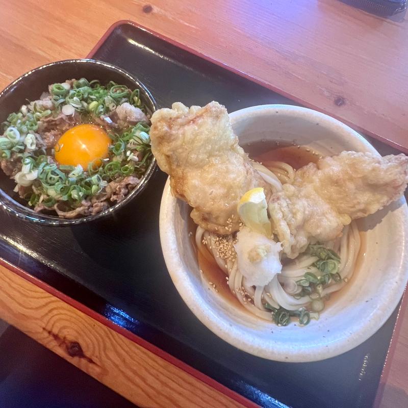 かしわおろしぶっかけ（とり天2個）➕ミニ牛めし(平蔵 )