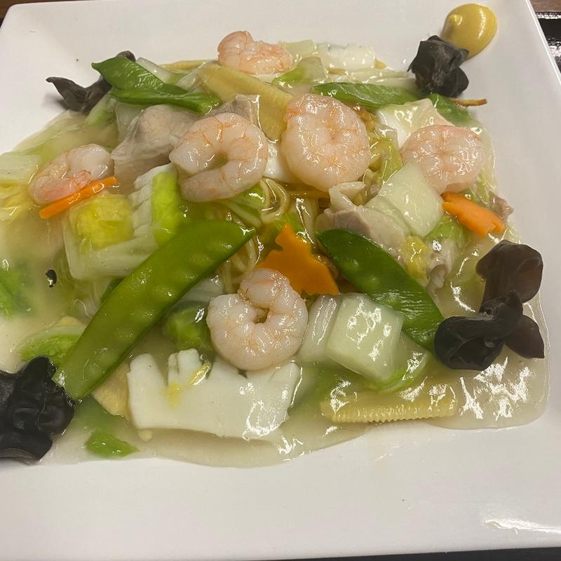 エビ塩あんかけ焼きそば(霧多布温泉ゆうゆ （きりたっぷおんせん）)