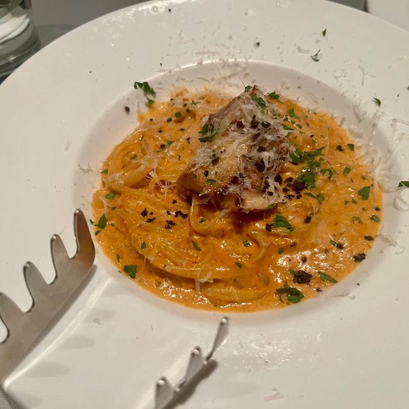 ポルチーニとトリュフのトマトクリーム リングイネ(マーサーブランチ ギンザテラス)