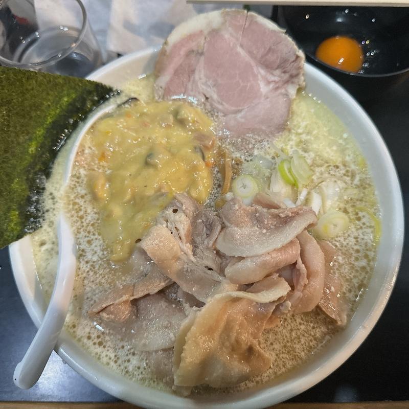 白南瓜とベーコンの塩ラーメンSP大盛り、つけ玉(一条流がんこ総本家分家荒木町)
