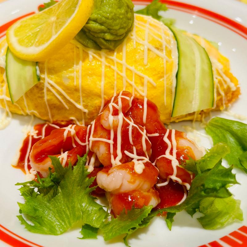 エビとアボカドのイタリアンソースオムライス(S)(ポムの樹 HEPファイブ店)