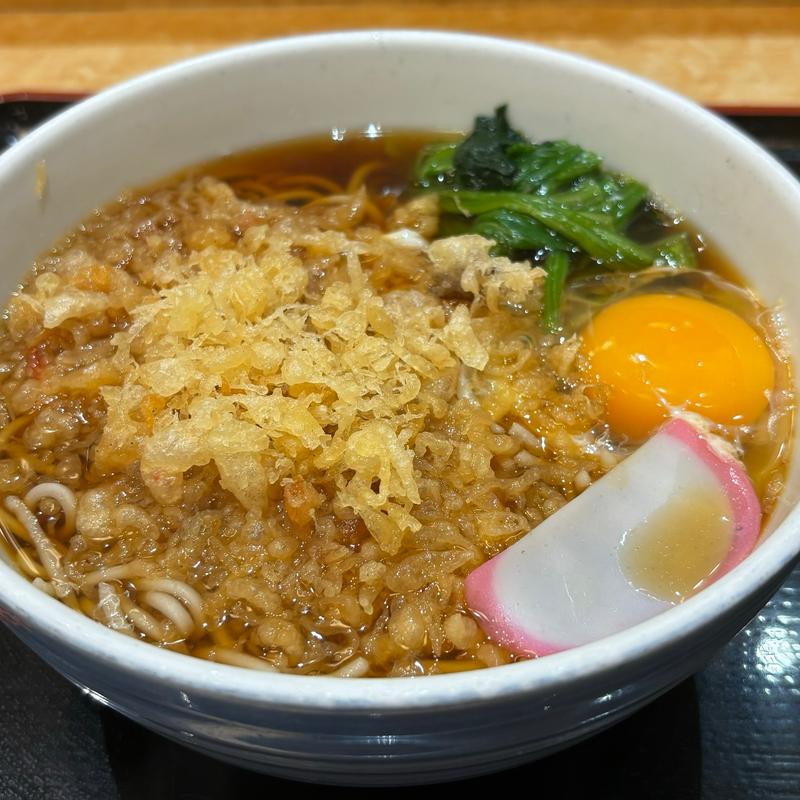 たぬきそばと生卵(小諸そば 日本橋店)