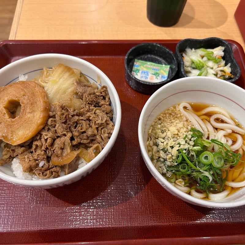牛すき丼小うどん京風漬物セット(なか卯 蔵前橋店 )