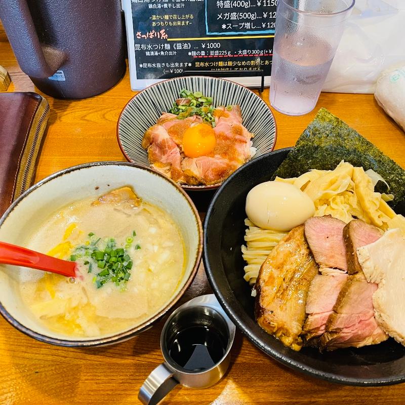 ありぞうつけ麺(塩)＋全部のせ＋ローストポーク丼＋自家製マー油(麺Builder′sあり蔵)
