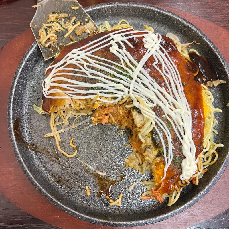 肉玉そば　トッピングに餅、キムチ、イカ天(こきち )