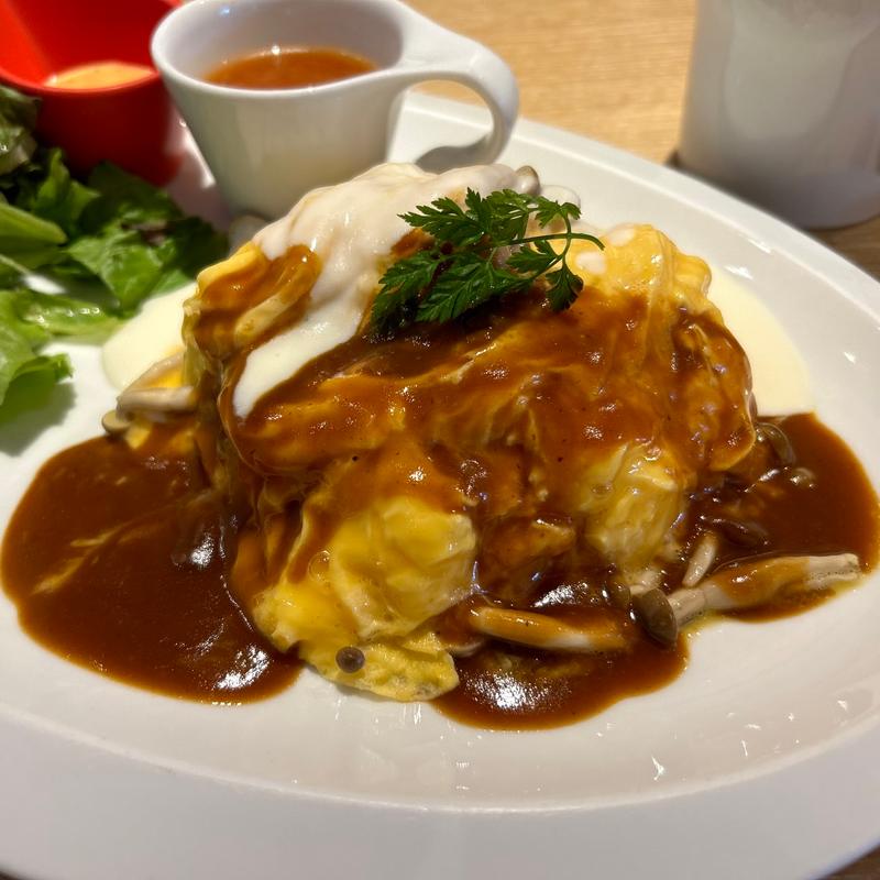 2種のソースのきのこオムライス(むさしの森珈琲 マロニエゲート銀座２店)