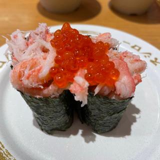 紅ずわい蟹と紅鮭いくら盛り軍艦(スシロー 名古屋新栄店)