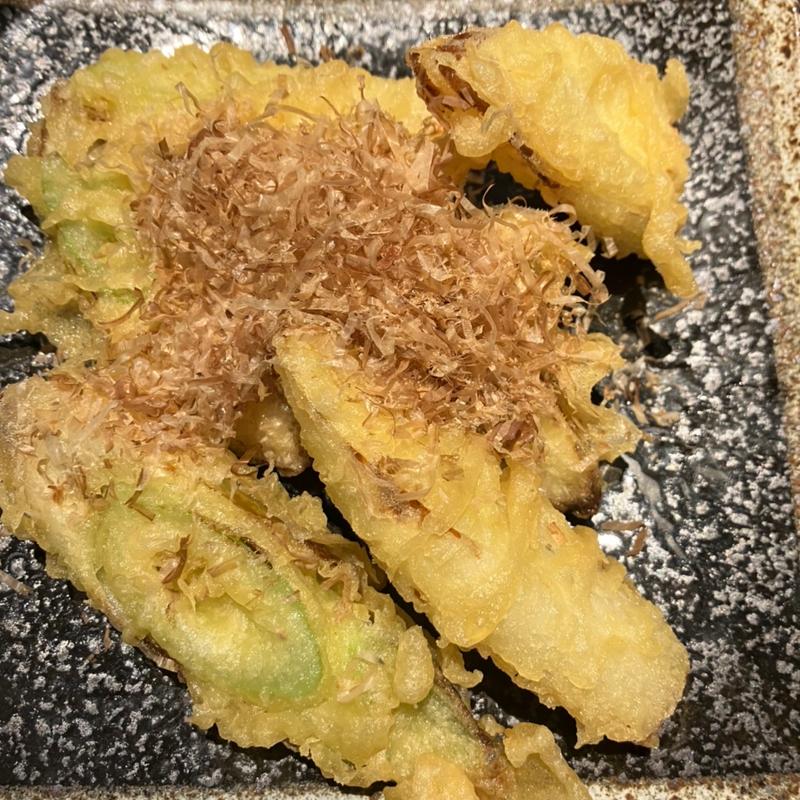 下仁田ネギの天ぷら(蕎麦切り くろ)