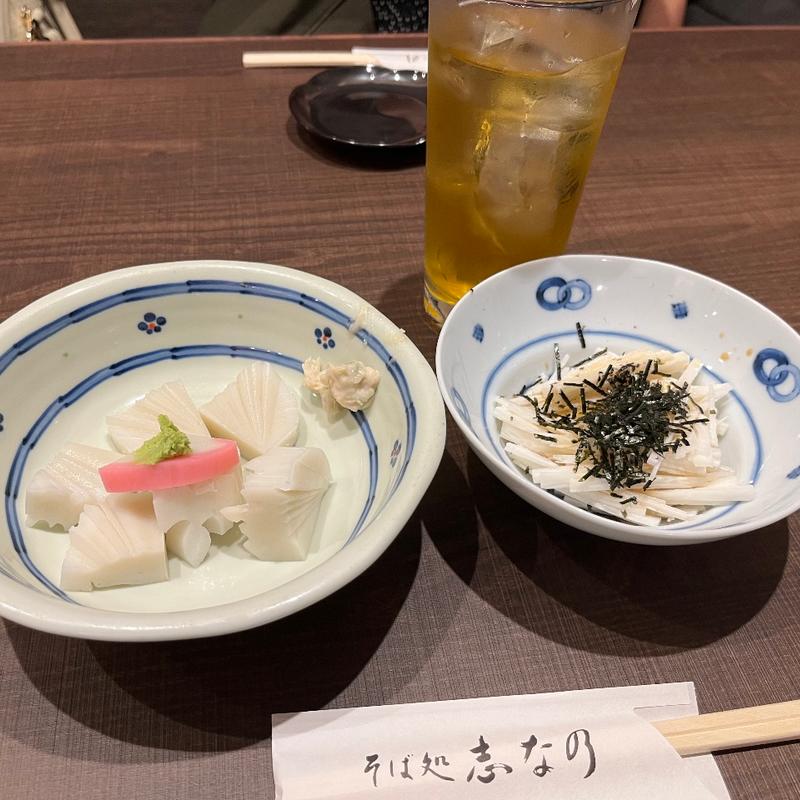 お新香、山芋千切り(志な乃)