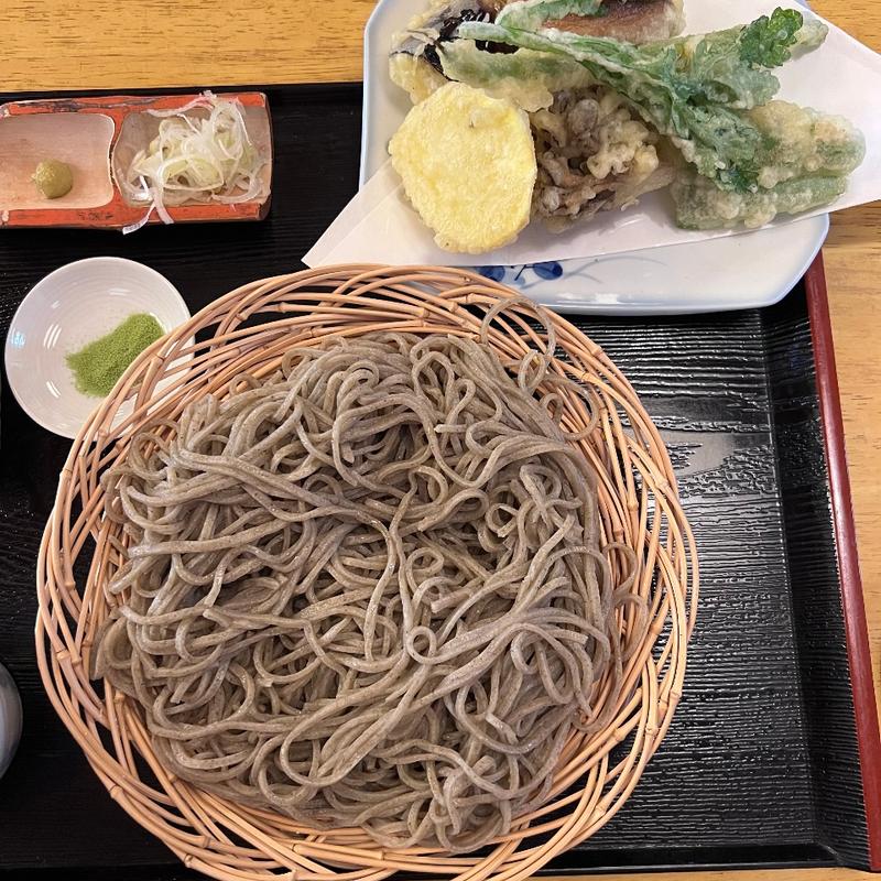 田舎せいろ（大盛）+季節の天ぷら(秩父市のこだわりの手打そば 石橋庵)