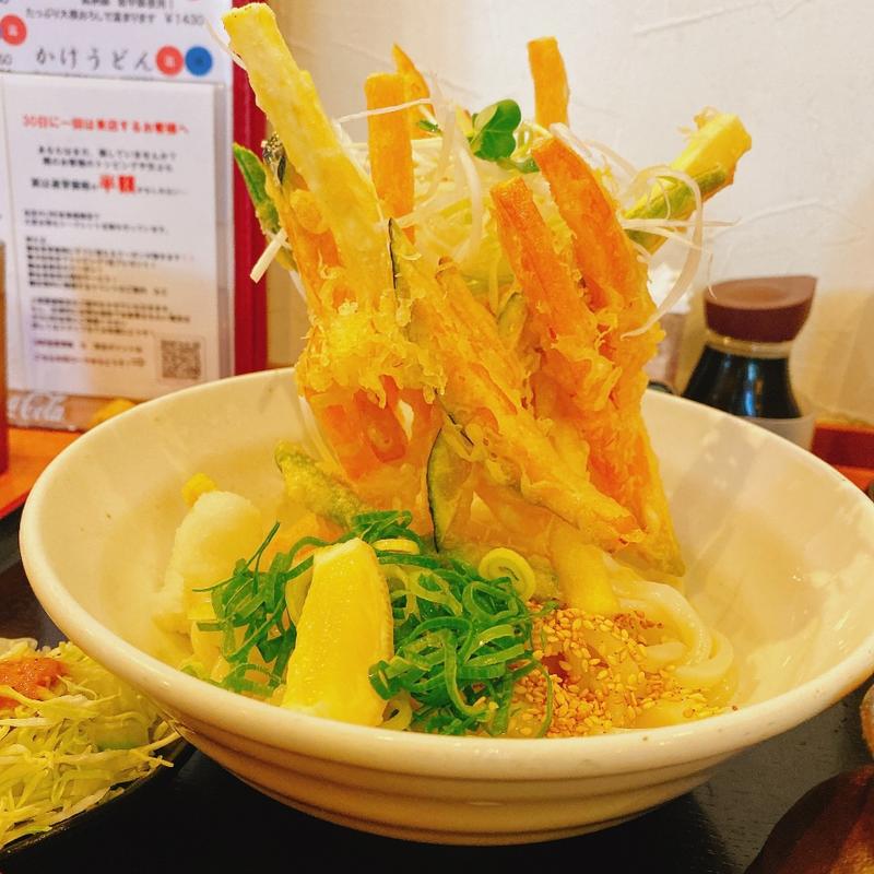 彩り4種野菜のかき揚げぶっかけ(花は咲く 新中野本店)