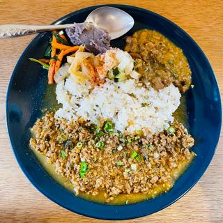 きょうのカレー(スパイスたまご・からあげ付き)
