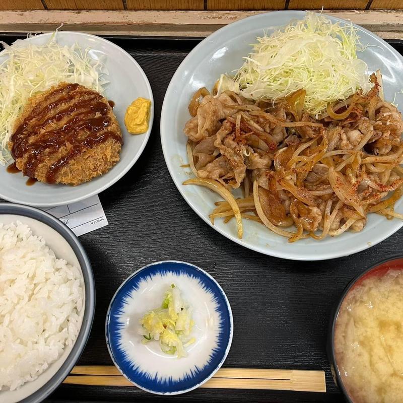 豚肉の生姜焼き＋メンチカツ(乃んき食堂 )