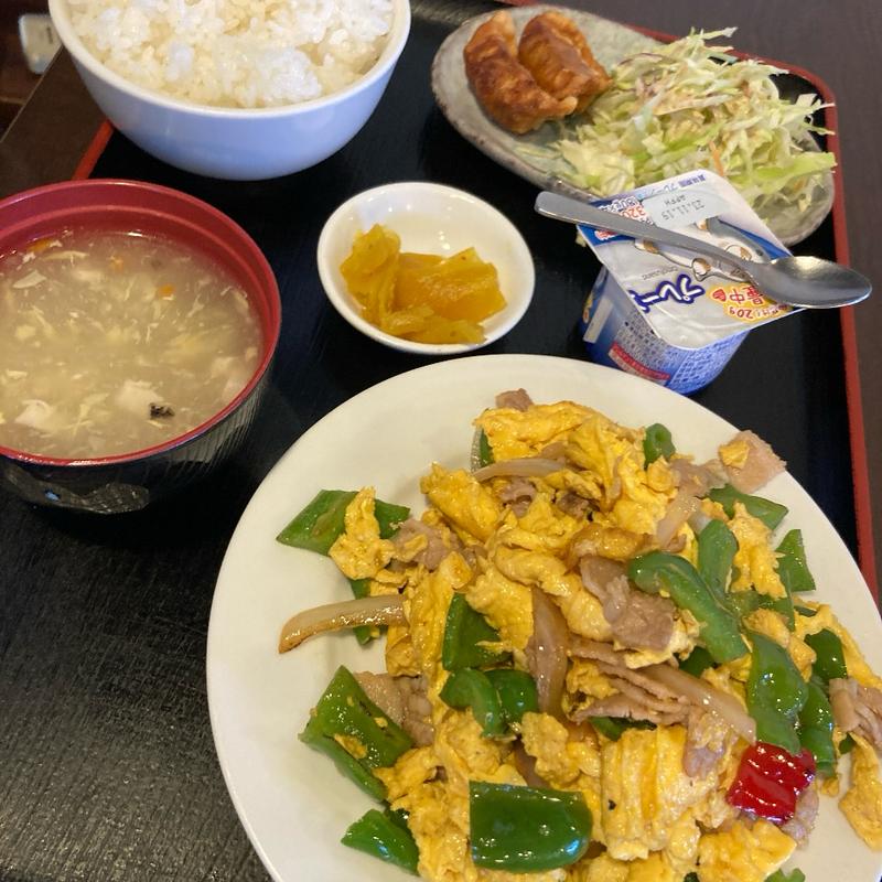 ピーマン豚たまご炒め定食(楽楽一番)