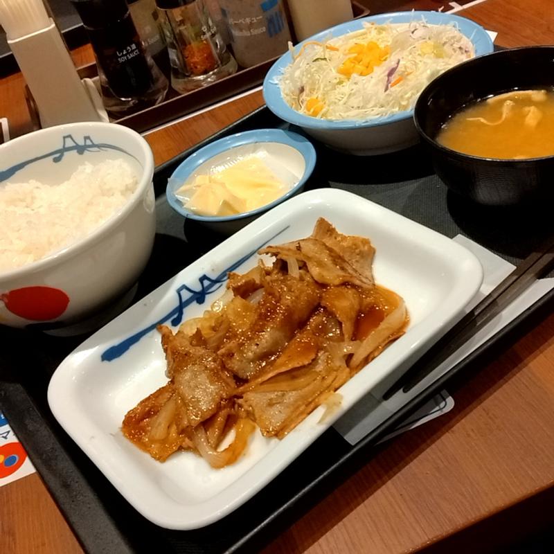 豚カルビ生姜焼定食(松屋 下北沢店)