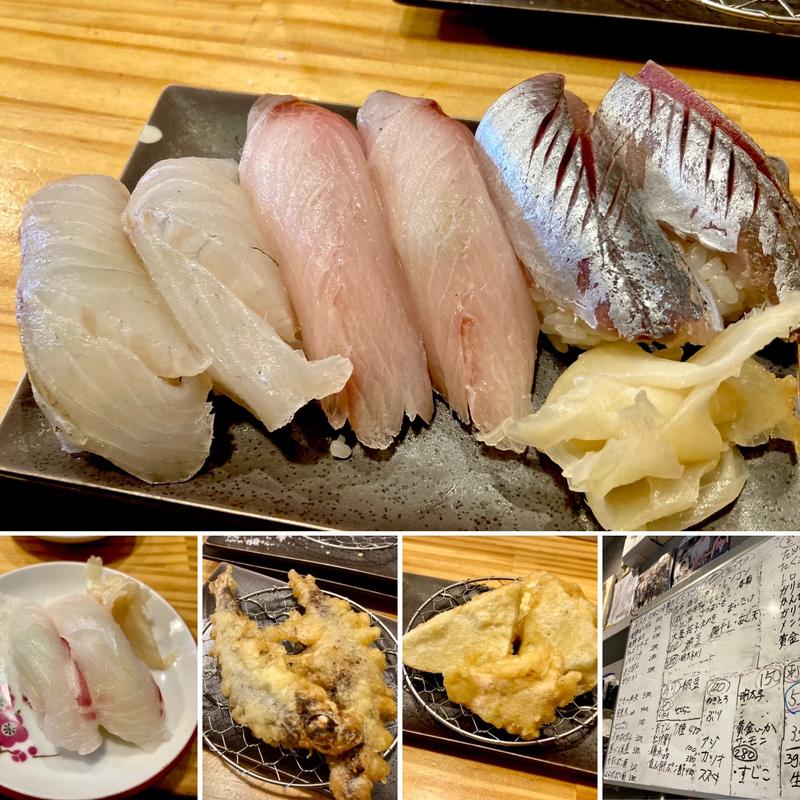 寿司、天ぷら、ビール(梅田屋)