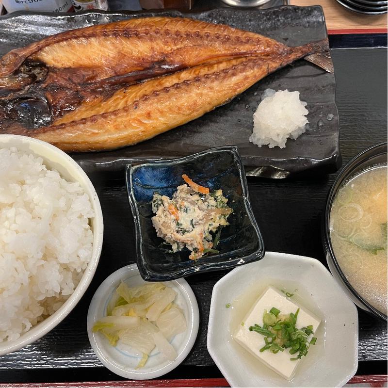 名物　さば塩一枚焼き定食(大衆酒場 五の五 一番町店)