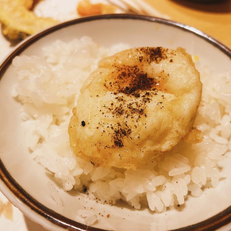 まきの天ぷら膳　玉子天付き(天ぷら定食まきの 難波千日前店)