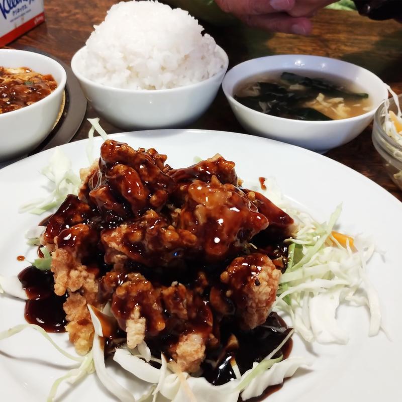 鶏の唐揚げ黒酢ソース定食(劉 チャイナダイニング)
