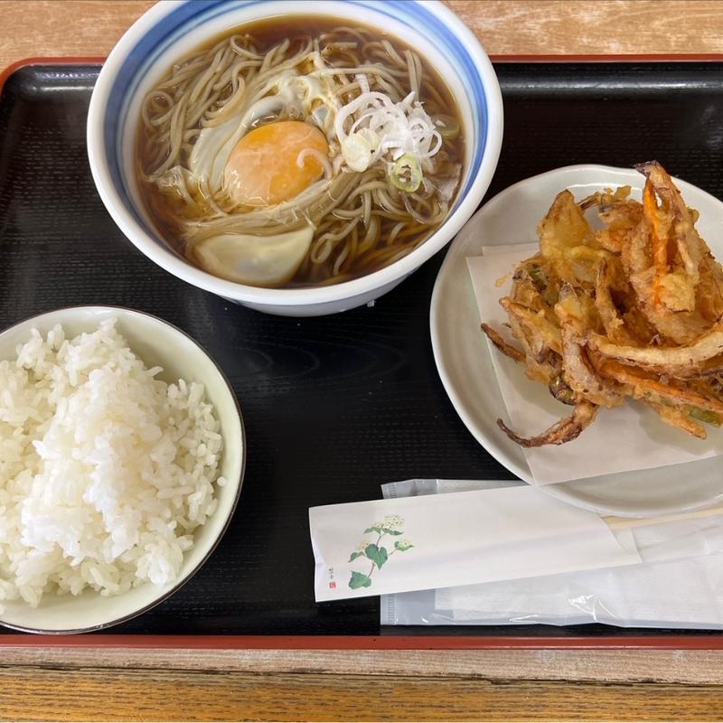 月見そば　かき揚げ　半ライス(ねぎどん )