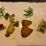 鮑のソテーとクエのパテ(ワインバー ロッシ（WINEBAR Rossi）麹町)