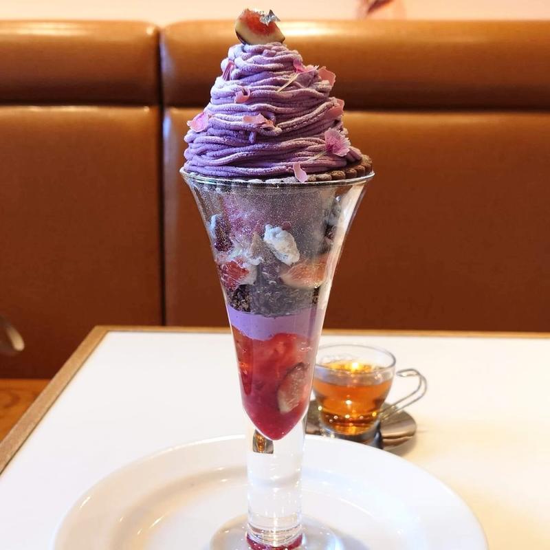 ルビーチョコレートのモンブランパフェ ドリンクセット(サロン ベイク アンド ティー NEWoMan新宿)