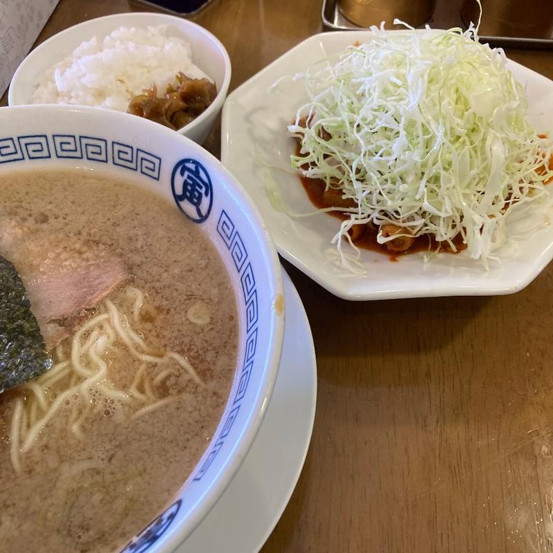 寅そばモツ炒めセット(湘南あっさり豚骨ラーメン 寅そば 湘南ライフタウン店)