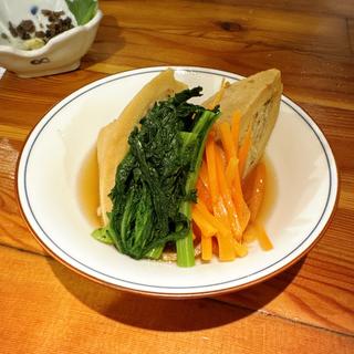 高野豆腐の肉詰めと春菊添え(安旨ちゃん おしどり)