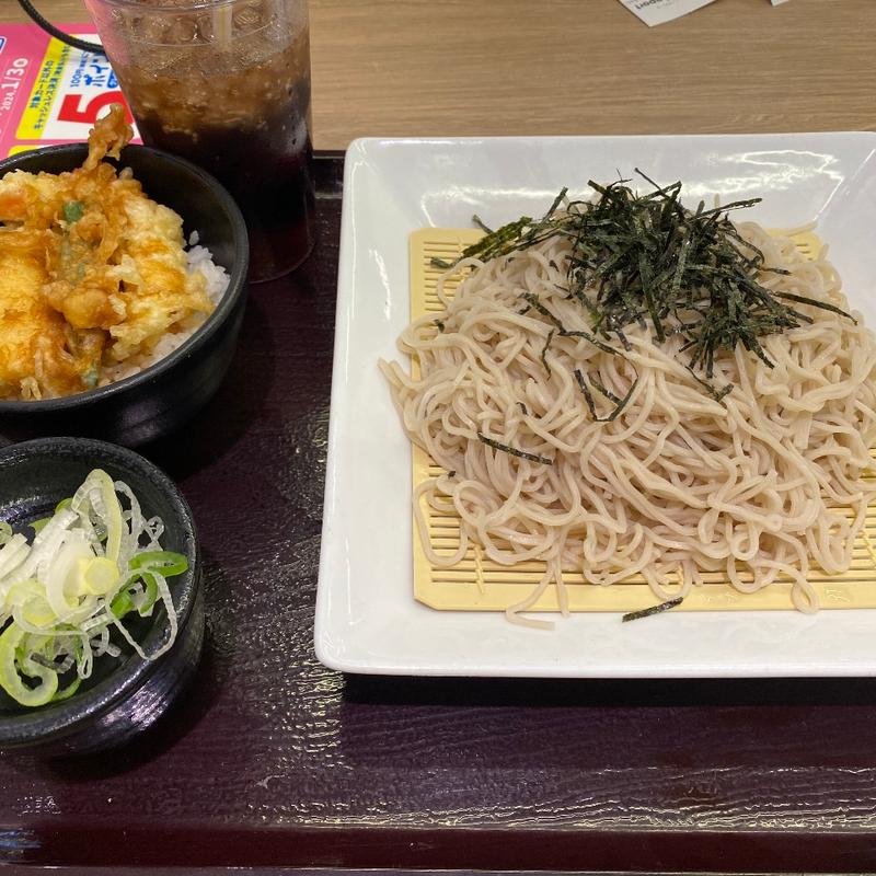 Bセット ざる蕎麦ミニ天丼(ドリンク付き)(えび専門店 えび吉)
