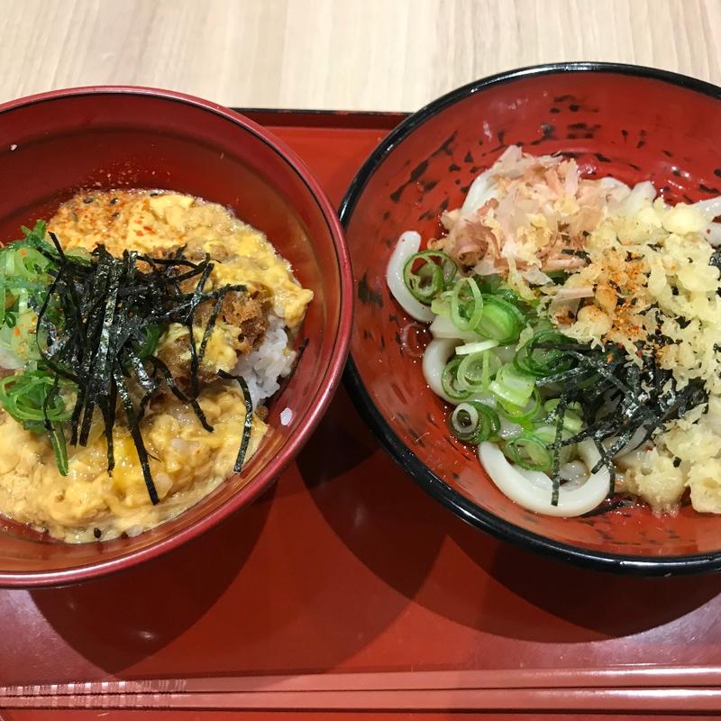 ミニかつ丼とミニぶっかけうどん(自家製うどん こ麦亭)