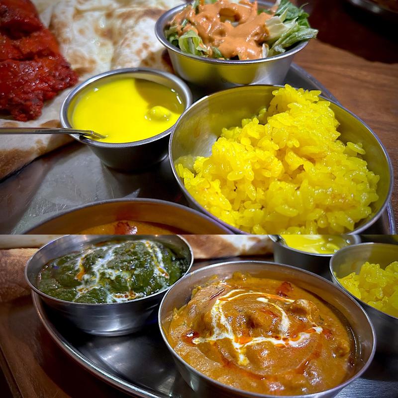 チキンマサラ＆ほうれん草チキンカレー(インディアンレストラン TAJ-2)