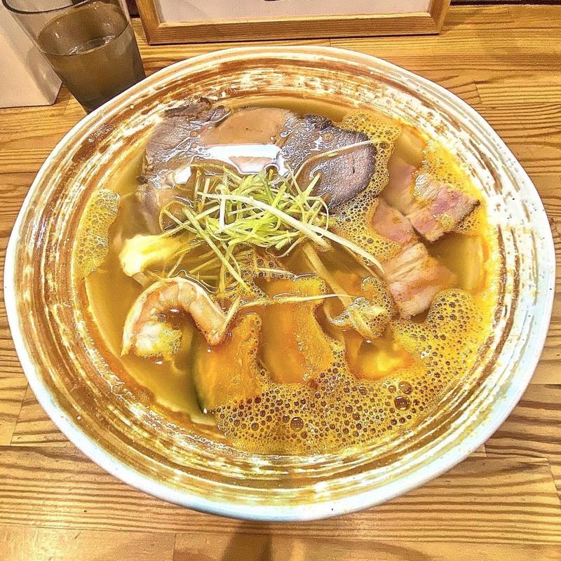 海老ガラの塩らーめん 大判チャーシュー 肉みそ丼(らーめん 彩哲 ～isato～)