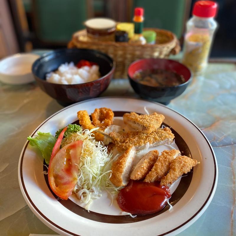 ミックスフライ定食(ササミ、魚)(グリーン)